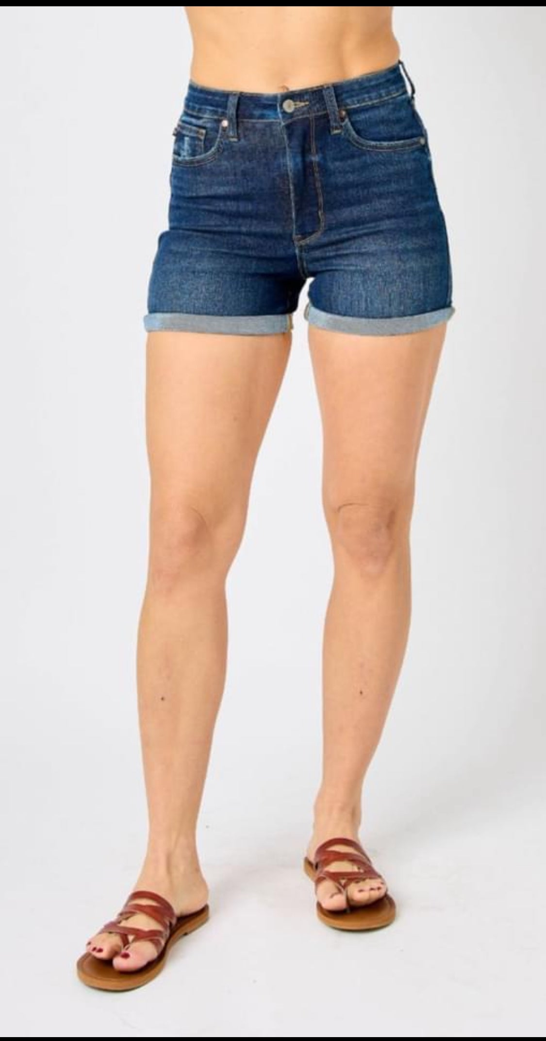 Judy Blue High Rise Tummy Control Plus Size Shorts Carolina Whiskey