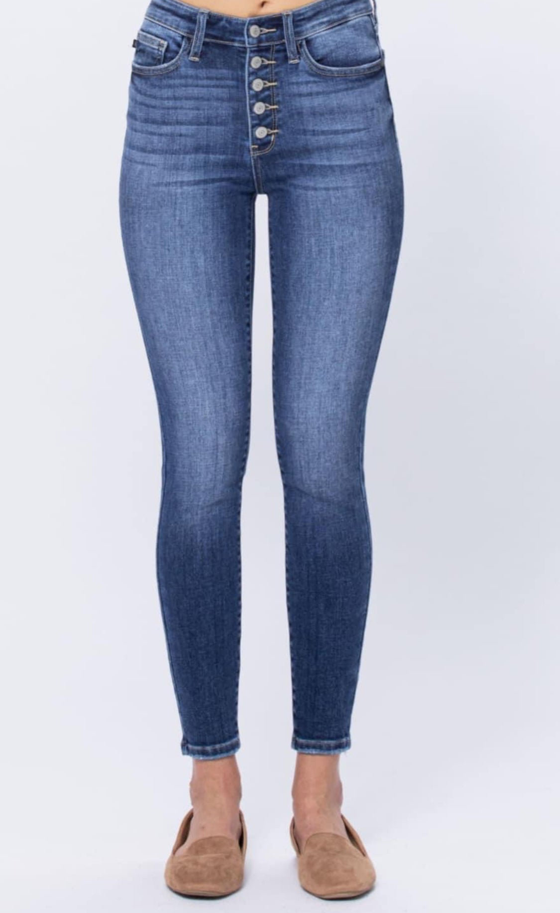 Judy Blue HiRise Button Fly Skinny Jeans Carolina Whiskey Boutique